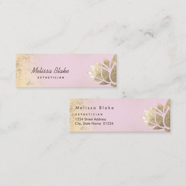 Minitarjeta De Visita Relieve metalizado de oro falso loto en gradiente  (Anverso / Reverso)