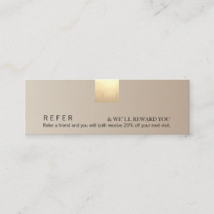 Minitarjeta De Visita Remisión elegante de acento dorado estilo beige m