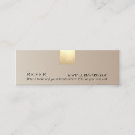 Minitarjeta De Visita Remisión elegante de acento dorado estilo beige mo