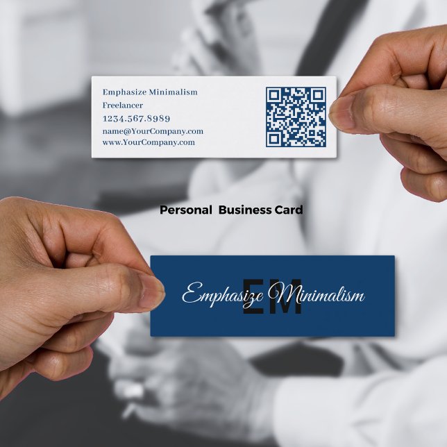 Minitarjeta De Visita Resaltar Minimalismo Iniciales simples Azul (Emphasize Minimalism Simple Initials Blue Mini Business Card)