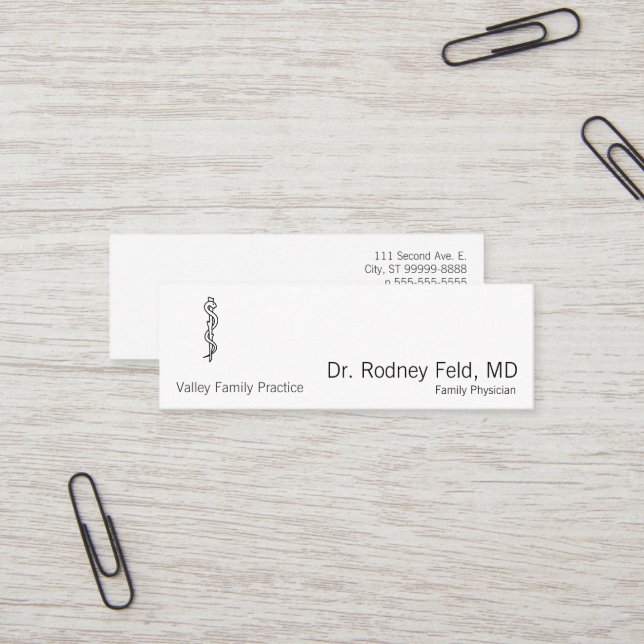 Minitarjeta De Visita Rod de Asclepius [símbolo médico] (Anverso/Reverso In Situ)