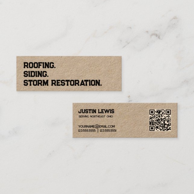 Minitarjeta De Visita Roofing Siding QR (Anverso / Reverso)