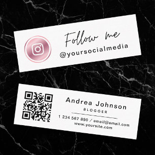 Minitarjeta De Visita Rosa De Instagram Rosa De Oro Sígueme Código QR