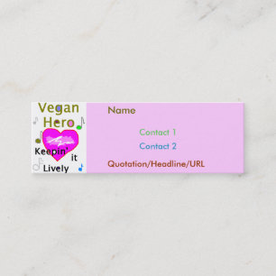 Minitarjeta De Visita Rosa del héroe del vegano