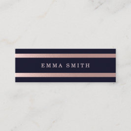 Minitarjeta De Visita Rosa moderno Moda con rayas doradas Blue Elegant L