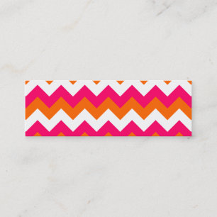 Minitarjeta De Visita Rosa Naranja Blanco Zigzag