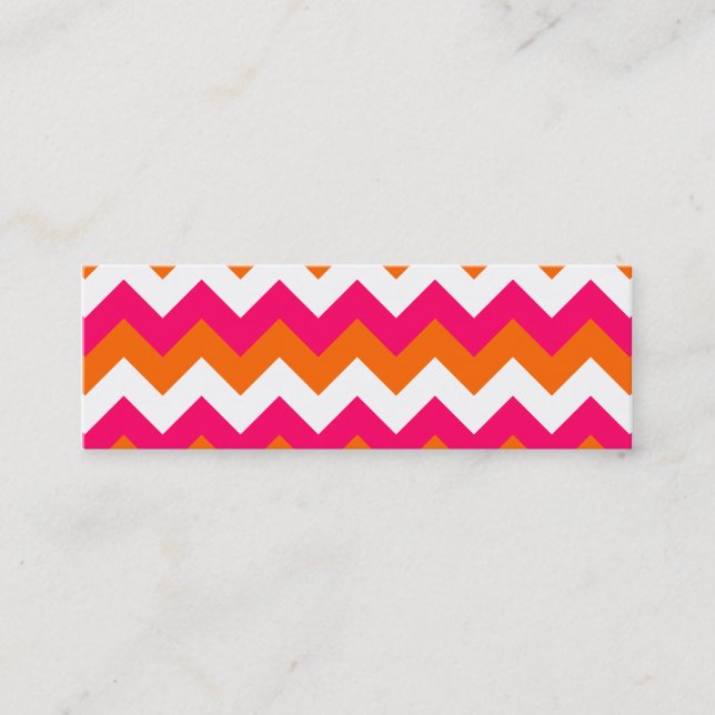Minitarjeta De Visita Rosa Naranja Blanco Zigzag (Anverso)