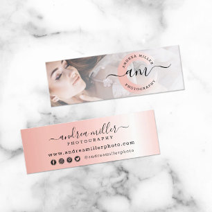 Minitarjeta De Visita Rosa Oro Paint Minimalista Personalizado Swash Fot