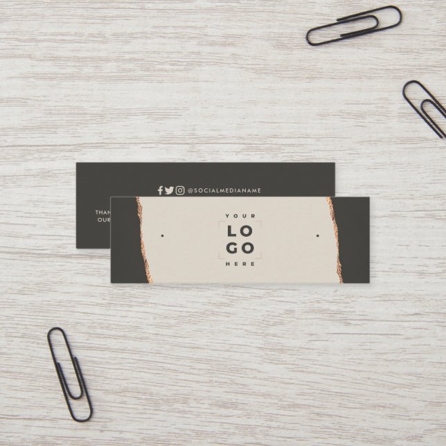 Minitarjeta De Visita Rosa purpurina dorado negro moderno elegante arete (Anverso/Reverso In Situ)