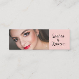 Minitarjeta De Visita Rosa Sonrojado Negro Script Mini Pestanas Foto