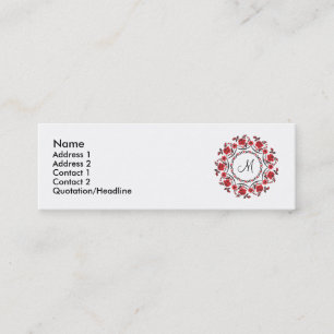 Minitarjeta De Visita Rosas que llaman Monograma personalizado inicial