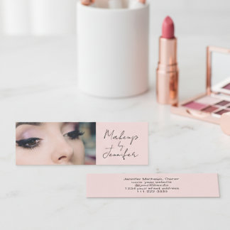 Minitarjeta De Visita Rubor Pink Black Script Photo Makup