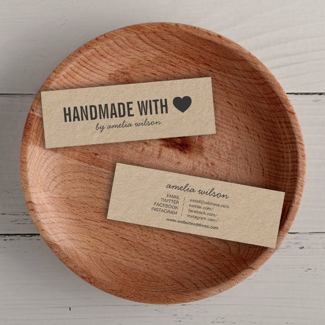 Minitarjeta De Visita Rustic Handmade con Love Heart Kraft Medios social (Subido por el creador)