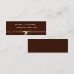 Minitarjeta De Visita Rústico Boda Bull Skull