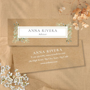 Minitarjeta De Visita Rústico Kraft Watercolor Greeneration Professional