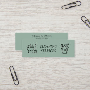 Minitarjeta De Visita Sage Green Cleaning Services Company