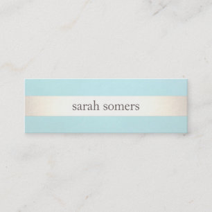 Minitarjeta De Visita Salón de belleza azul turquesa con rayas doradas
