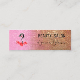 Minitarjeta De Visita Salón de belleza moderno Purpurina Oro Rosa