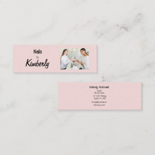 Minitarjeta De Visita Salón de uñas con foto de uñas rosadas y negras co