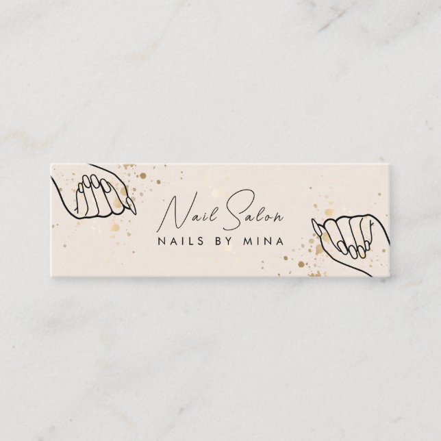 Minitarjeta De Visita Salón de uñas de mano para espectros de oro neutro (Anverso)