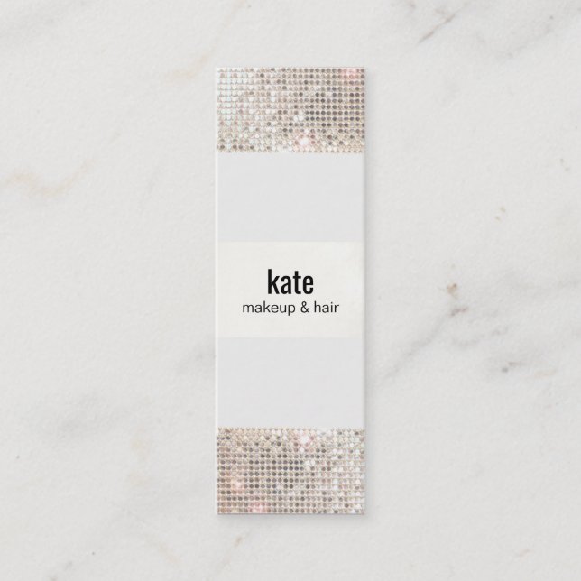 Minitarjeta De Visita Salon Faux Silver Sequing Hair Stylist (Anverso)