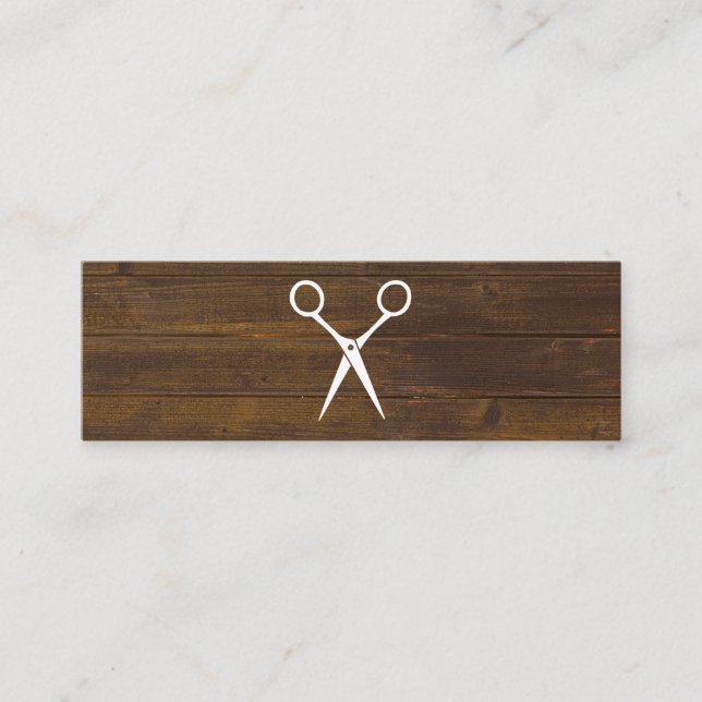 Minitarjeta De Visita Salon Shears Rustic Wood (Anverso)