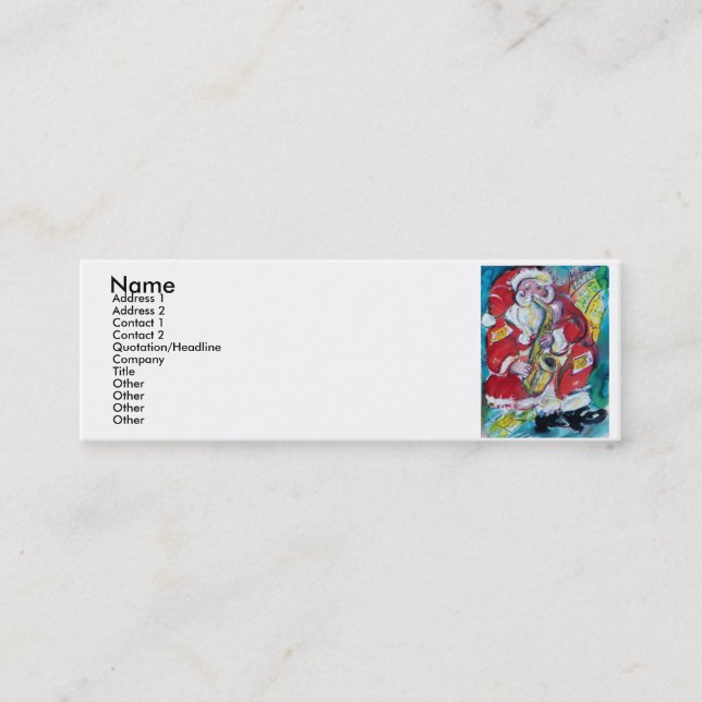 Minitarjeta De Visita SANTA y SAX, FIESTA de NAVIDADES (Anverso)