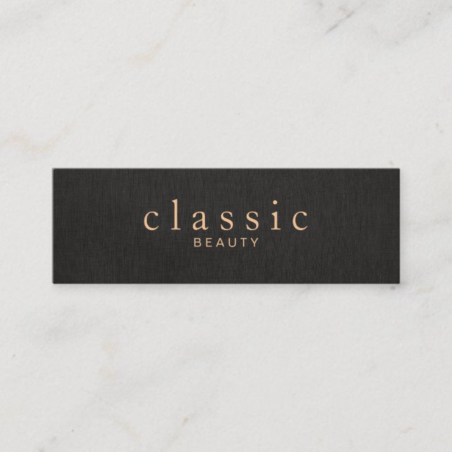 Minitarjeta De Visita Sencilla y elegante Belleza Linen Negro (Anverso)
