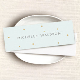 Minitarjeta De Visita Sencillas Estrellas de Oro Elegantes Pastel Azul