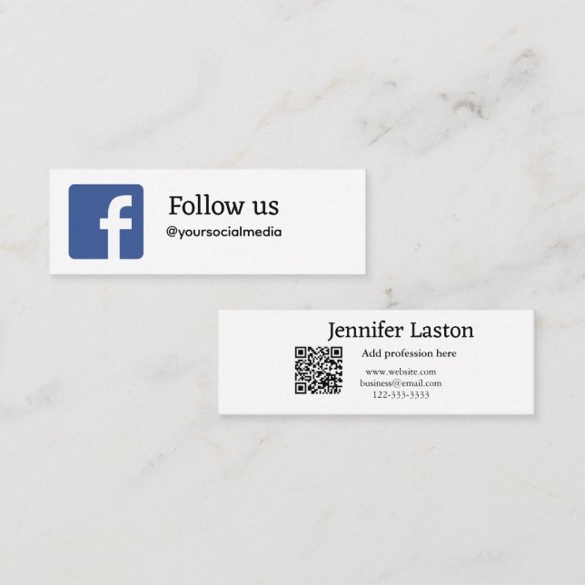 Minitarjeta De Visita siga nuestro usuario de facebook usuario social me (Anverso / Reverso)