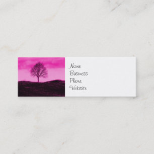 Minitarjeta De Visita Silhouette de un árbol solitario, paisaje rosa cal