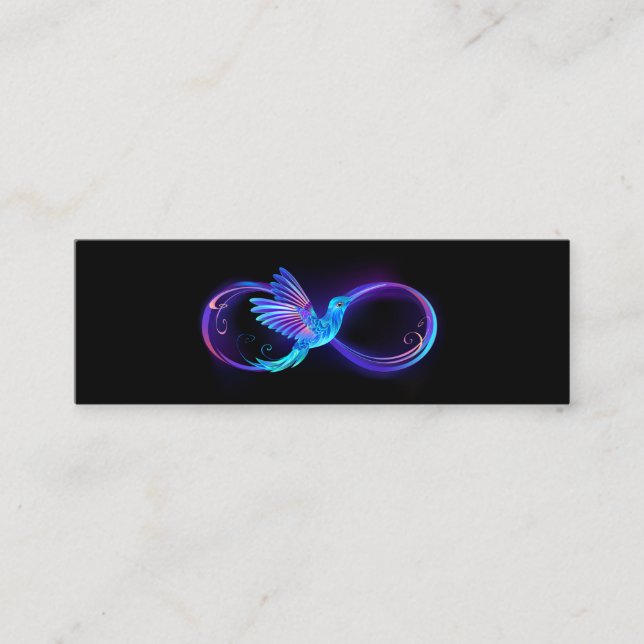 Minitarjeta De Visita Símbolo de infinito neón con colibrí brillante (Anverso)