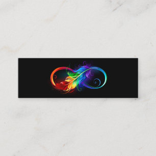 Minitarjeta De Visita Símbolo infinito con plumas arcoiris
