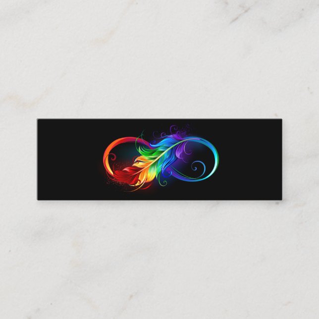 Minitarjeta De Visita Símbolo infinito con plumas arcoiris (Anverso)