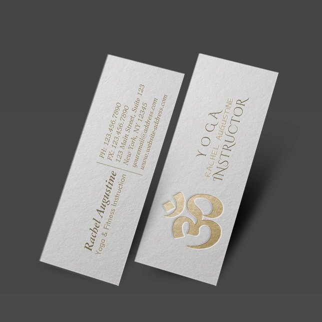 Minitarjeta De Visita Símbolo OM Grabado en relieve blanco y oro Instruc (Subido por el creador)