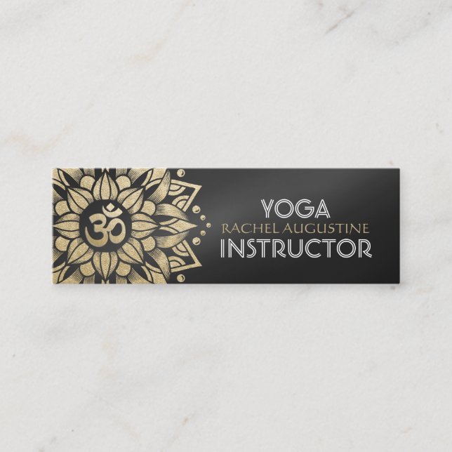 Minitarjeta De Visita Símbolo Oro Mandala Om del instructor de mediación (Anverso)