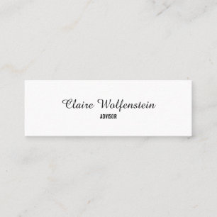 Minitarjeta De Visita Simple Elegante Script Profesional en Blanco y Neg