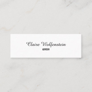 Minitarjeta De Visita Simple Elegante Script Profesional en Blanco y Neg