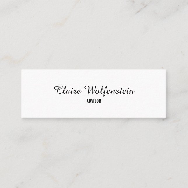 Minitarjeta De Visita Simple Elegante Script Profesional en Blanco y Neg (Anverso)