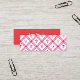 Minitarjeta De Visita Simple Femenino Minimalista Con Iniciales | Rosa y