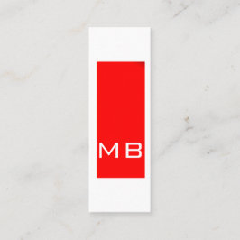 Minitarjeta De Visita Simple Monograma Skinny Red Business Card