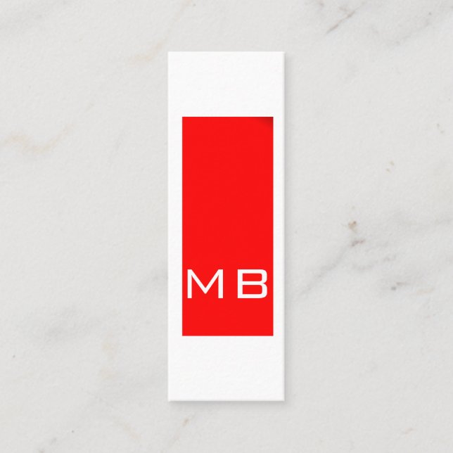Minitarjeta De Visita Simple Monograma Skinny Red Business Card (Anverso)