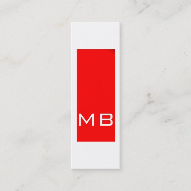 Minitarjeta De Visita Simple Monograma Skinny Red Business Card (Anverso)