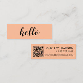Minitarjeta De Visita Simple Peach Moderno Hola Código QR