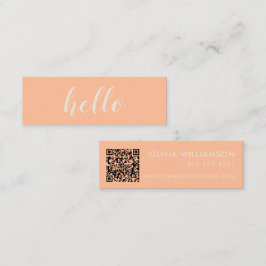Minitarjeta De Visita Simple Peach Moderno Hola Código QR