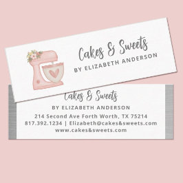 Minitarjeta De Visita Simple Pink Floral Cake Mixer Bakery