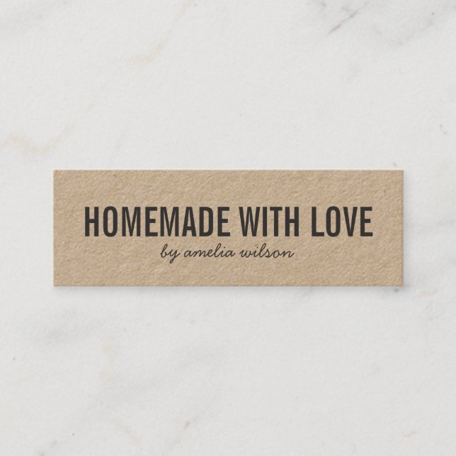 Minitarjeta De Visita Simple Stylish Rustic Homemade with Love Kraft (Anverso)