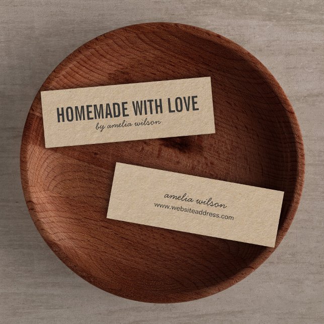 Minitarjeta De Visita Simple Stylish Rustic Homemade with Love Kraft (Subido por el creador)