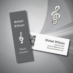 Minitarjeta De Visita Simple Treble Clef QR código Lecciones de música g