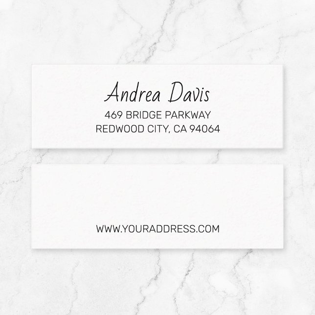 Minitarjeta De Visita Simple Typography Address 02. Letra de guión . (Small Business stationary - Modern script minimalist typography mini business card.)